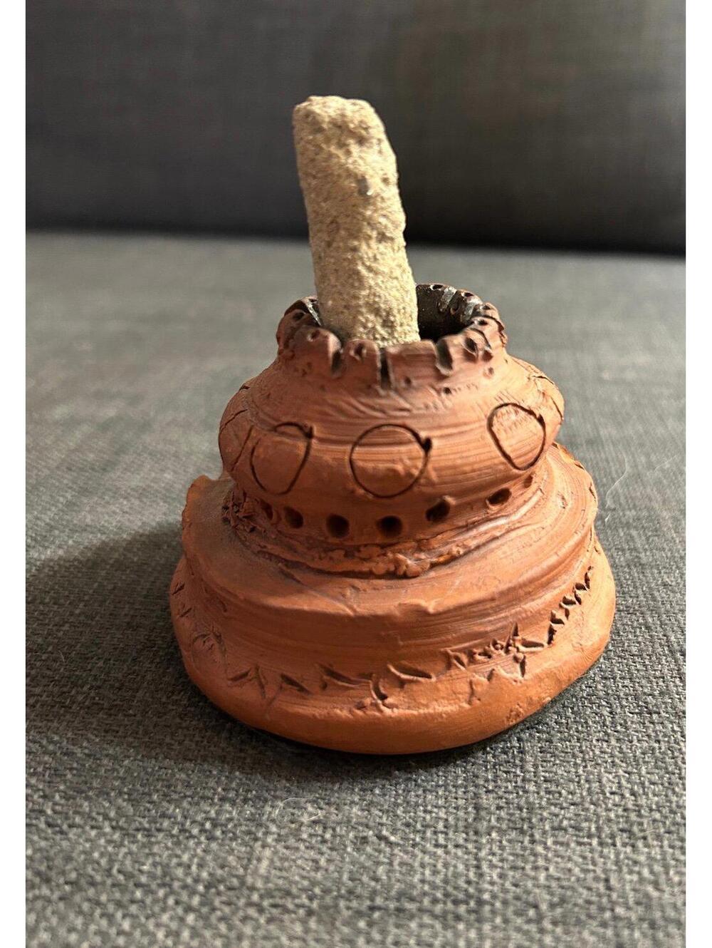Handmade Terracotta Incense Holder with Felt Base